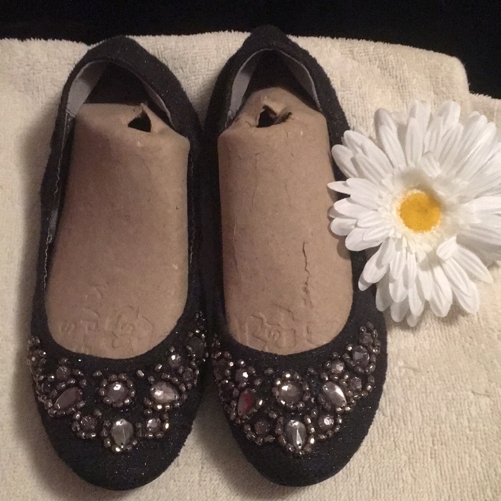 Jeweled Woven Metallic Ballet Flats